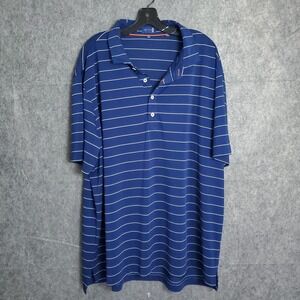 Stitch Golf Polo Shirt Men's Blue Size 2XL Striped Sports Logo Ruth Lake Outdoor